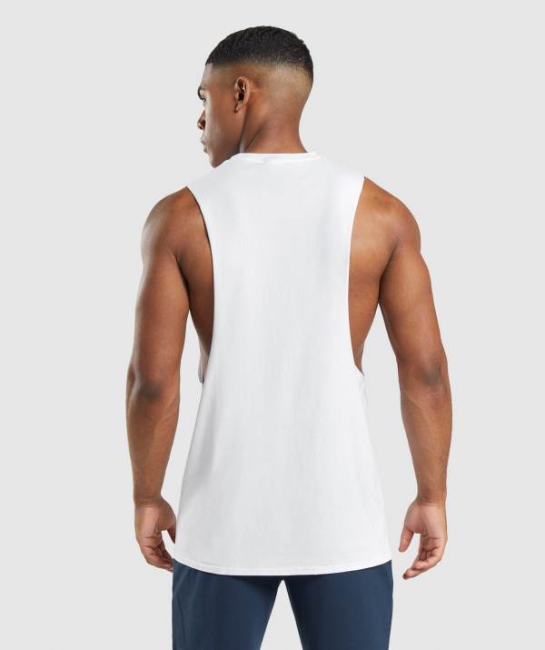 Panske Tielko Gymshark Critical 2.0 Drop Arm Biele | MI7905428